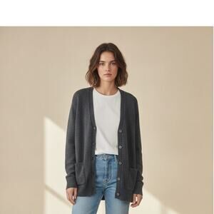 Jenni Kayne Everyday Wool & Cashmere Cardigan Capsule. Minimalist in Gray - Sm
